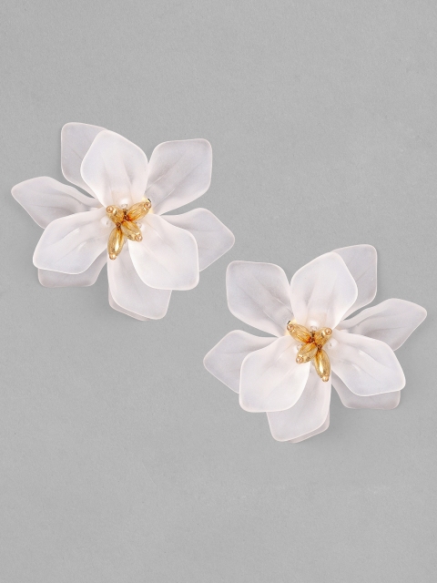 

TOKYO TALKIES X rubans FASHION ACCESSORIES Gold-Toned & White Floral Studs