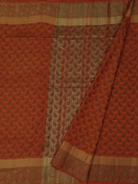 

Pothys Orange Woven Design Jute Silk Saree