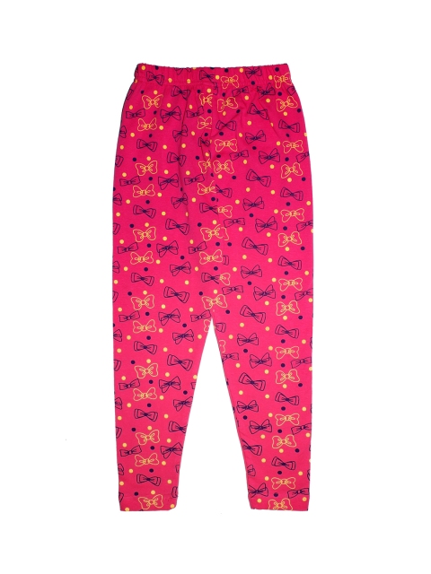 

KiddoPanti Girls Pink & Yellow Printed Ankle-Length Leggings