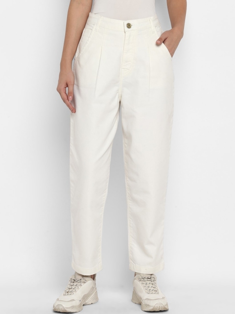 

FOSH Women Off-White Relaxed Fit High-Rise Clean Look Jeans