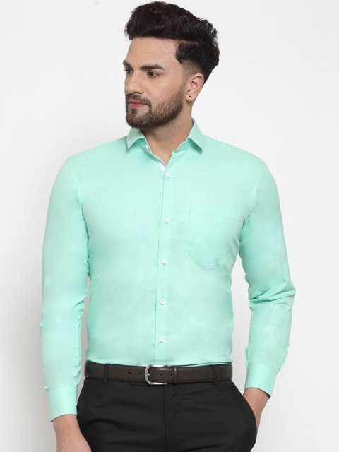 

JAINISH Men Green Smart Regular Fit Solid Formal Shirt