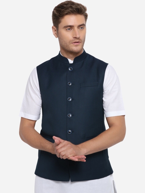 

JADE BLUE Men Blue Self-Design Modi Jacket