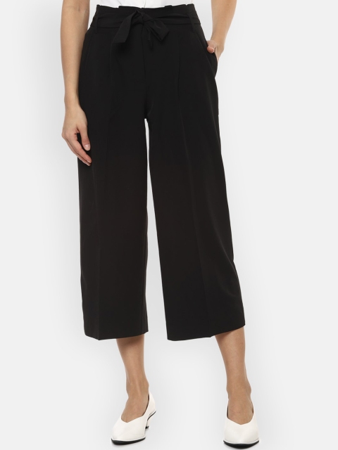 

Van Heusen Women Black Flared Solid Culottes