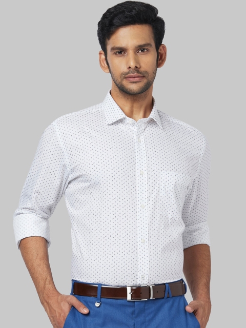 

Park Avenue Men White & Blue Regular Fit Printed Formal Shirt