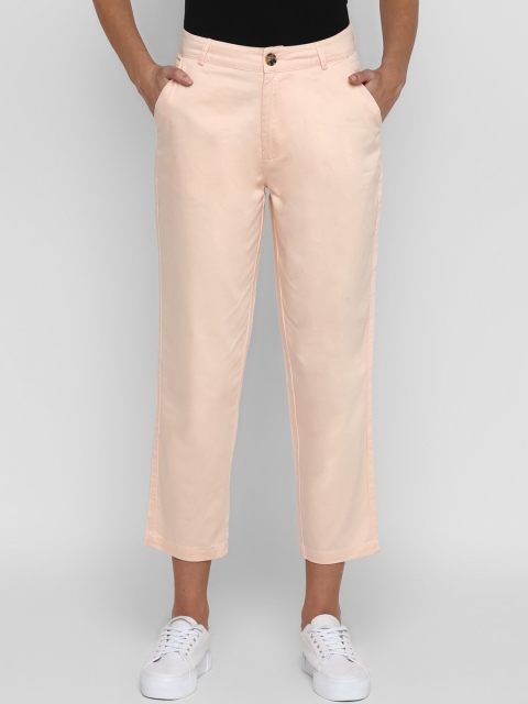 

FOSH Women Peach-Coloured Smart Regular Fit Solid Regular Trousers