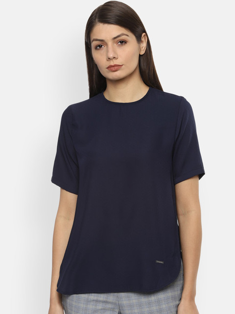 

Van Heusen Woman Women Navy Blue Solid Top