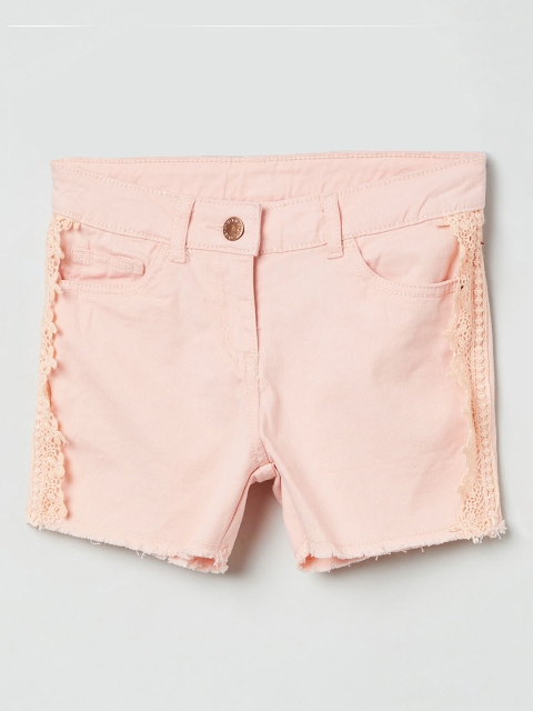 

max Girls Peach-Coloured Solid Regular Fit Regular Shorts