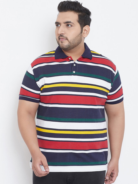 

bigbanana Men Multicoloured Striped Polo Collar T-shirt, Multi