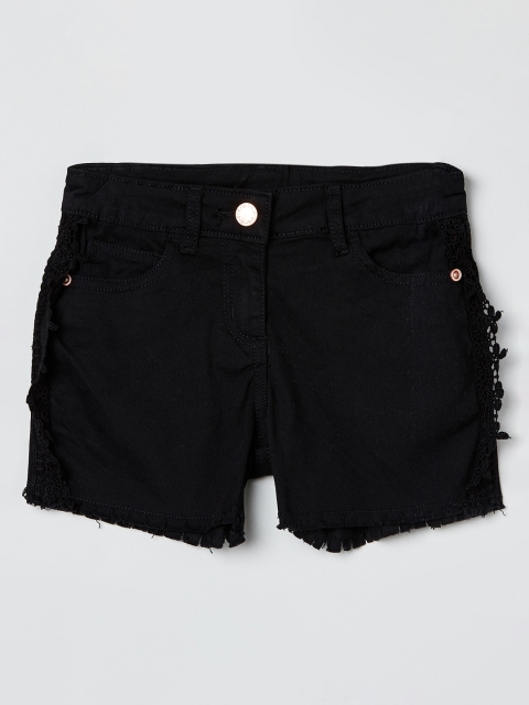 

max Girls Black Solid Regular Fit Denim Shorts