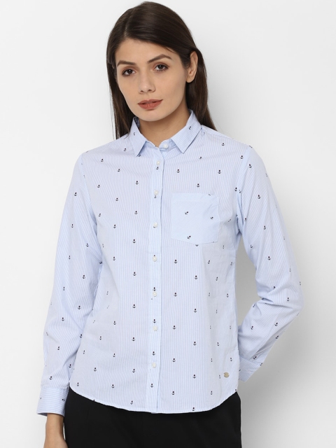 

Allen Solly Woman Blue Regular Fit Printed Casual Shirt