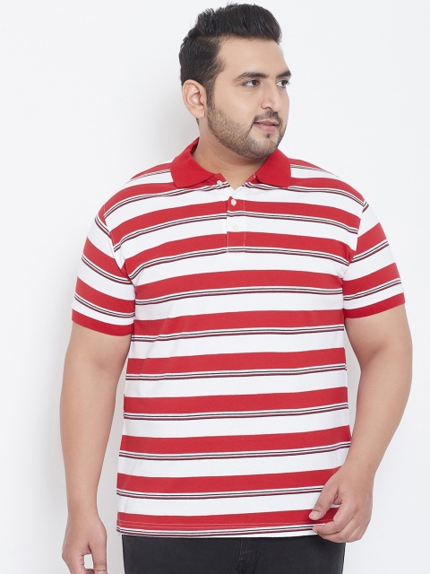 

bigbanana Men White & Red Striped Polo Collar T-shirt
