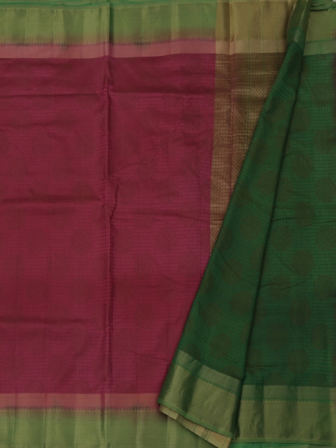 

Pothys Magenta & Green Jute Silk Printed Saree