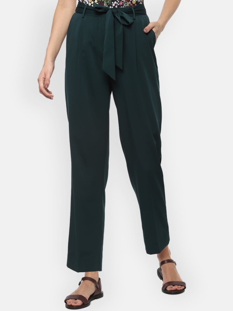 Van Heusen Woman Women Green Regular Fit Solid Regular Trousers