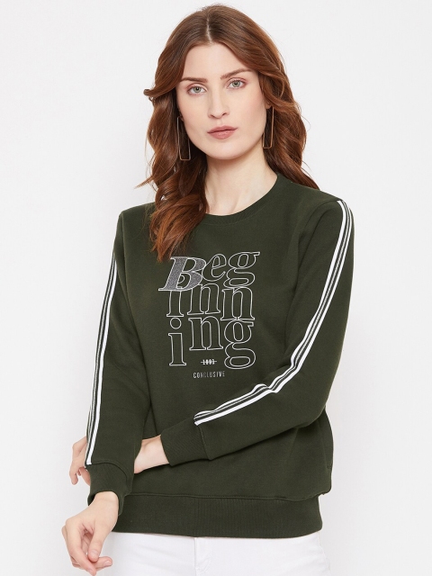 

Octave Women Olive Green Printed Sweatshirt