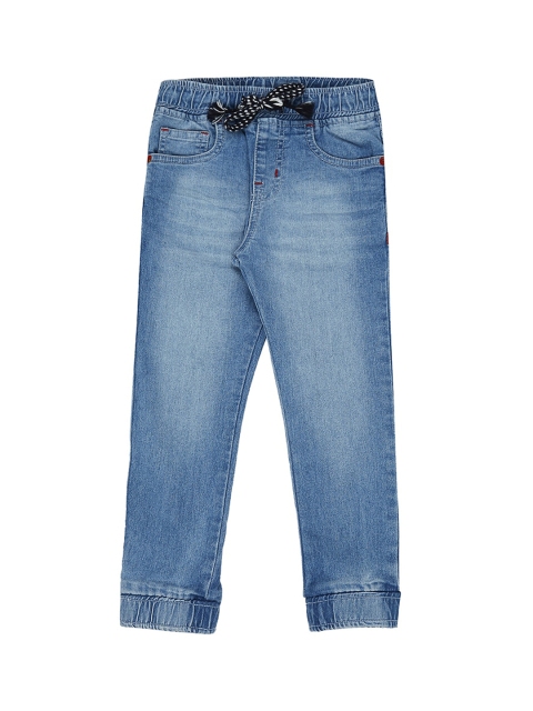 

Pantaloons Junior Boys Blue Tapered Fit High-Rise Low Distress Jeans