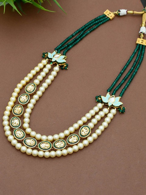 

Imittire Green & Off-White Gold-Plated Layered Necklace