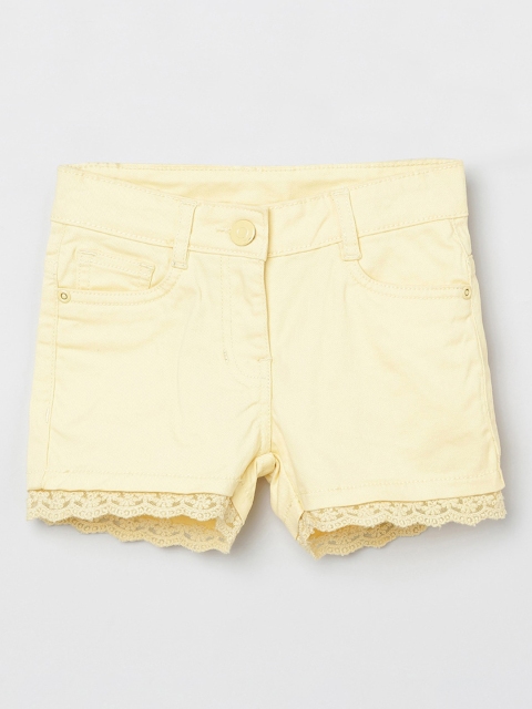 

max Girls Yellow Solid Regular Fit Denim Shorts