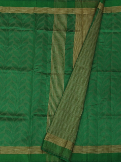 

Pothys Green & Gold-Toned Jute Silk Solid Saree