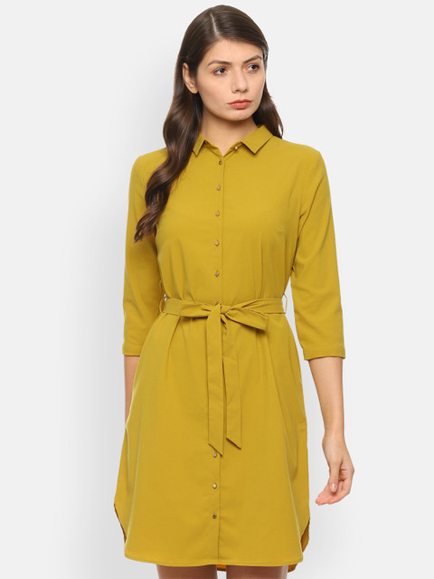 

Van Heusen Woman Women Yellow Solid Shirt Dress