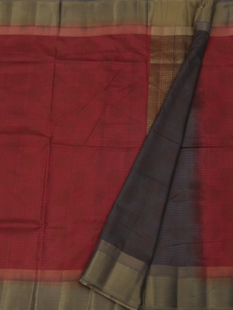 

Pothys Red & Grey Jute Silk Woven Design Saree