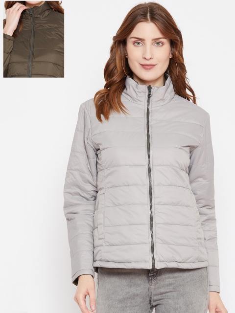 

Octave Women Olive Green Reversible Solid Puffer Jacket