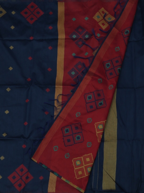 

Pothys Navy Blue Printed Jute Silk Saree