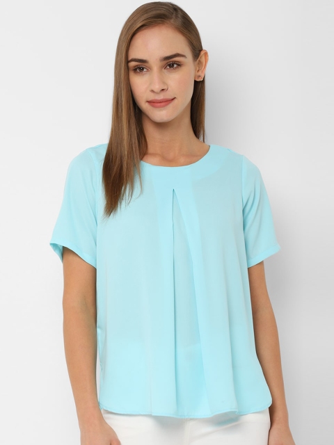 

Allen Solly Women Aqua Blue Solid Top