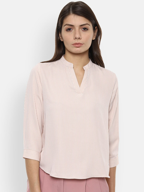 

Van Heusen Woman Pink & White Striped Top