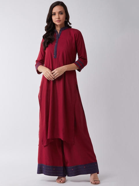 

InWeave Women Maroon Solid Kurta with Palazzos