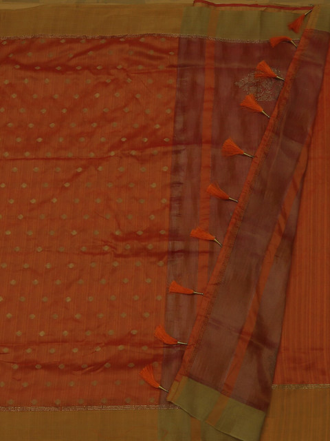 

Pothys Orange Woven Design Jute Silk Saree