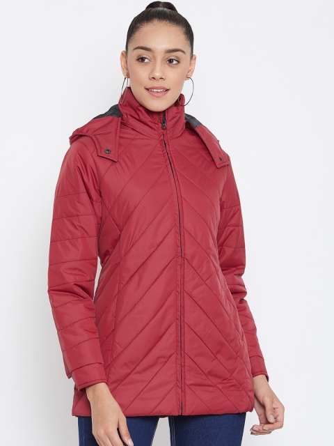 

Spirit Women Maroon Solid Windcheater Quilted Jacket