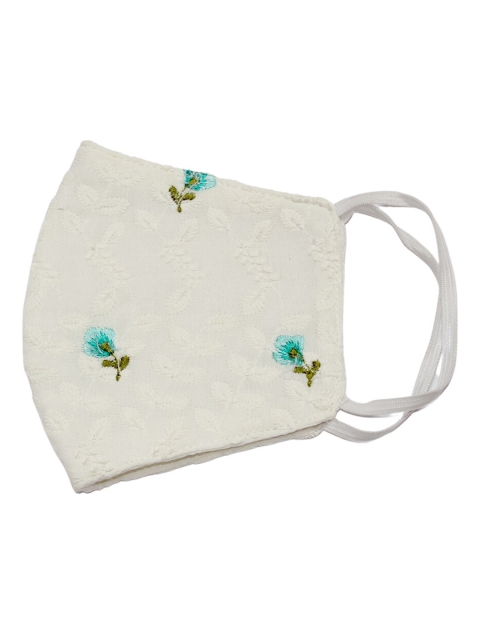 

Bellofox Women Floral Embroidered 3-Ply Reusable Cloth Mask, Off white