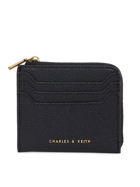 

CHARLES & KEITH Women Black Solid Zip Around Wallet