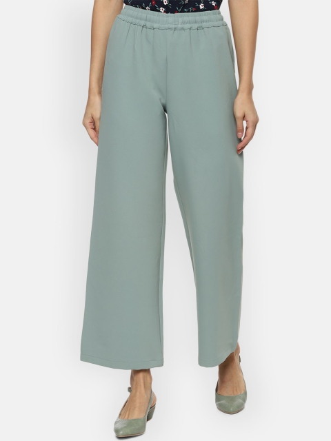 

Van Heusen Woman Green Regular Fit Solid Parallel Trousers