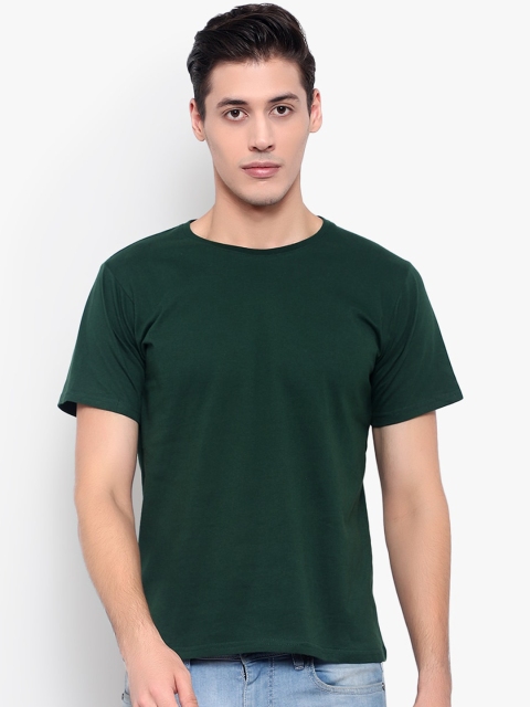 

FLAMBOYANT Men Green Solid Round Neck T-shirt