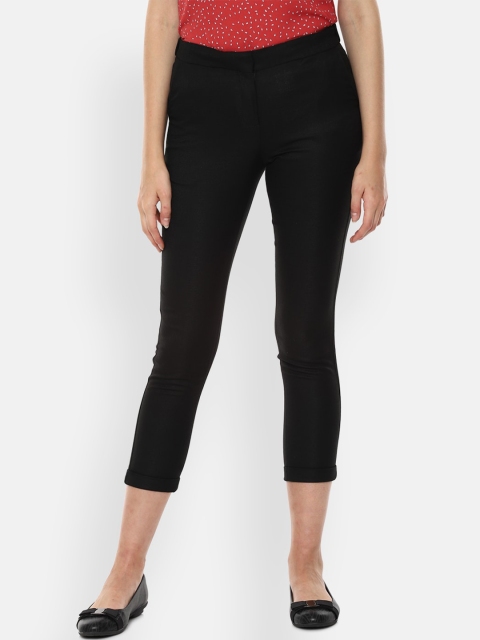 

Van Heusen Woman Black Regular Fit Solid Cigarette Trousers