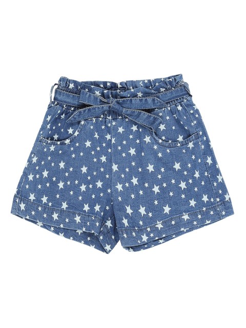 

Pantaloons Junior Girls Navy Blue Printed Regular Fit Denim Shorts