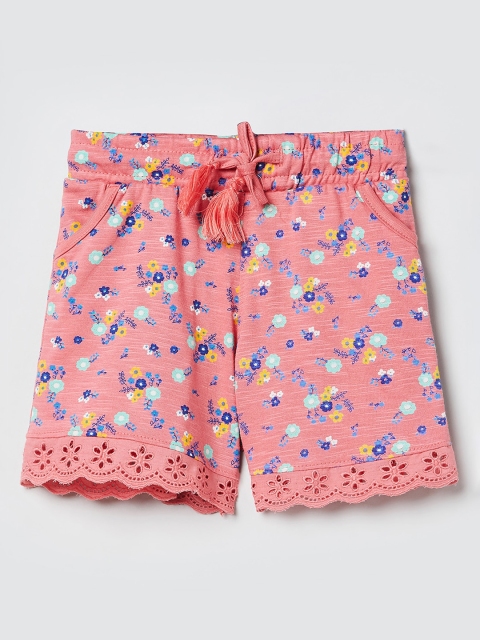 

max Girls Pink Floral Printed Regular Fit Regular Shorts