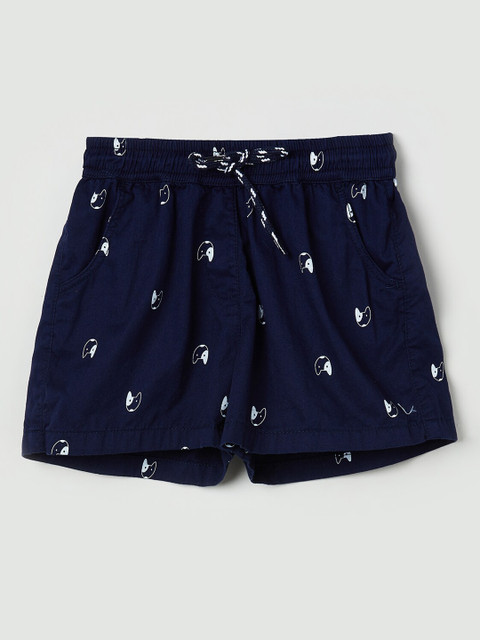 

max Girls Blue Printed Regular Fit Regular Shorts