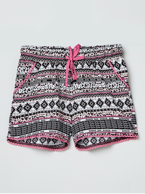 max Girls Off-White Printed Regular Fit Hot Pants