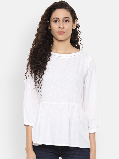 

Allen Solly Woman Women White Self Design Peplum Top