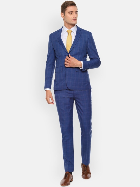 

Louis Philippe Men Blue Checked Slim-Fit Formal Suit