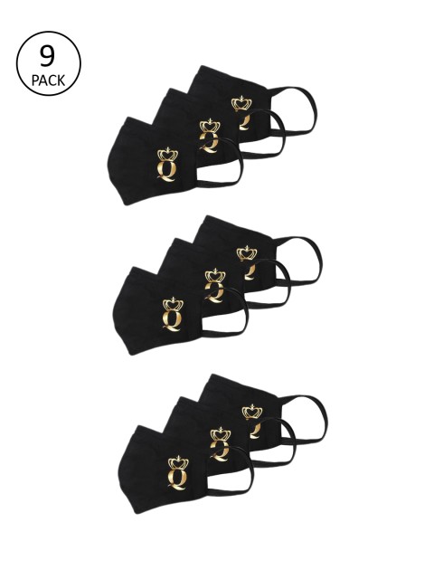 

Bellofox Women Set of 9 Black Printed 3-Ply Cloth Masks
