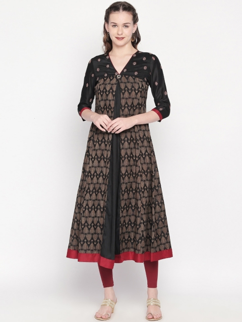 

Lobaanya Women Black & Brown Woven Design Anarkali Kurta