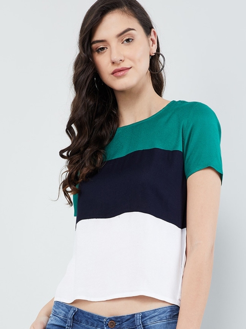 

max Women Green Colourblocked Top