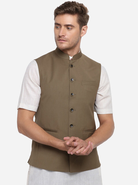 

JADE BLUE Men Brown Solid Corduroy Modi Jacket