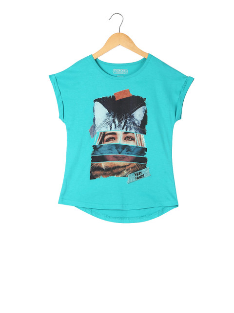

Cherokee Girls Blue Printed Round Neck T-shirt