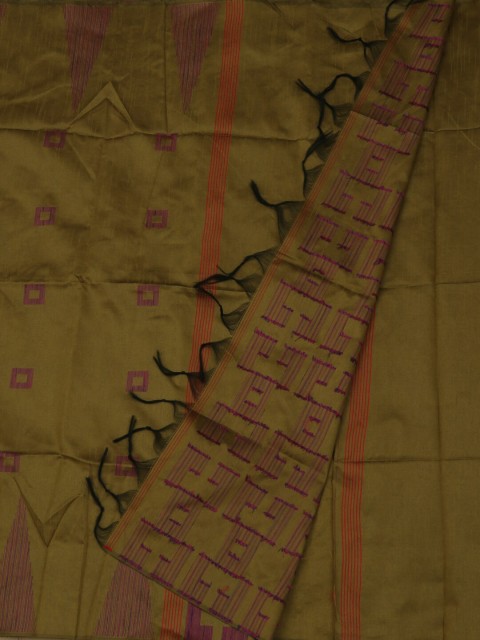 

Pothys Olive Green Woven Design Jute Silk Saree