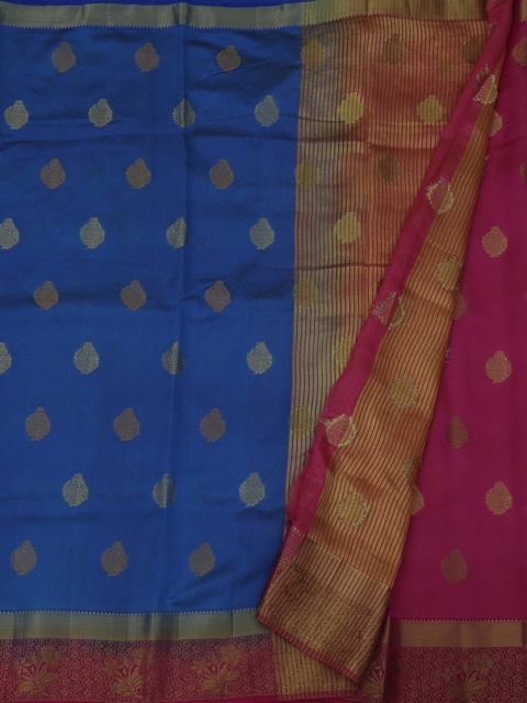 

Pothys Blue Woven Design Jute Silk Saree