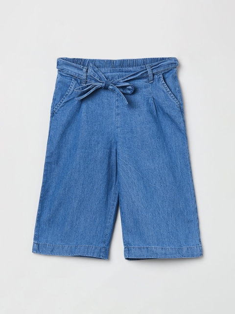 

max Girls Blue Solid Regular Fit Denim Shorts